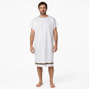California Costumes Roman Toga Tunic Men White Gold Trim Adult XL Halloween Play